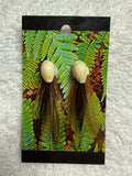 HC 02: Feather and antique shell earring clips