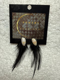 HC 08: Feather and antique shell earring clips
