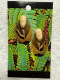 HC 12: Feather and antique shell earring studs
